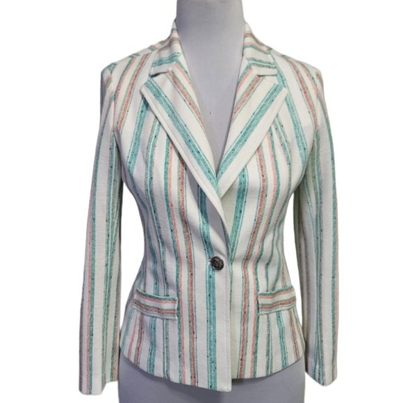 Vintage‎ 70s Alex Garay Double Knit Trevira Polyester Striped Jacket Disco - Picture 1 of 7